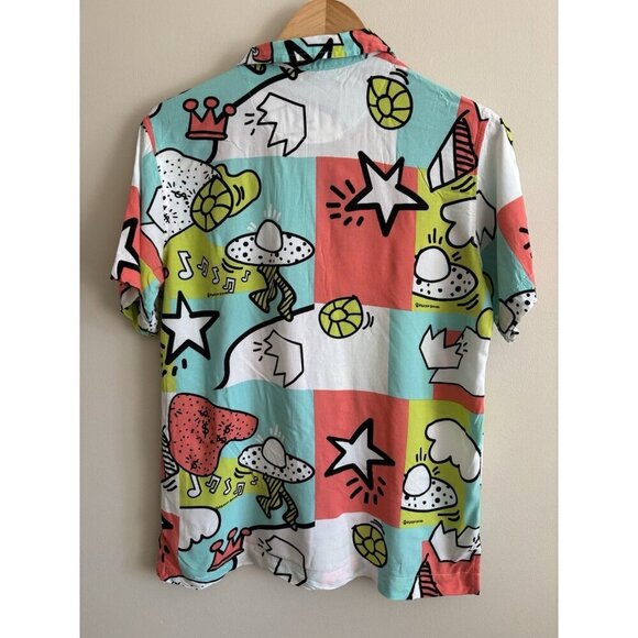 Reason Brand Button Up Shirt Men's Size M/L Camp Colorful Lightweight - Picture 6 of 12